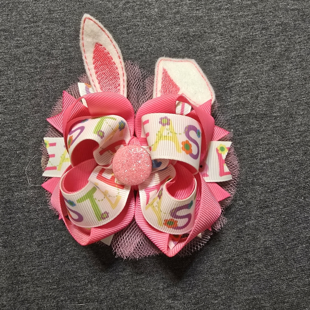 Pink Bunny Ear Hair Bow